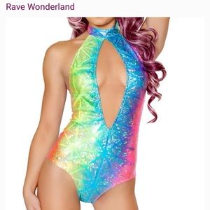 ISO Rave Wonderland Rainbow Holographic Bodysuit